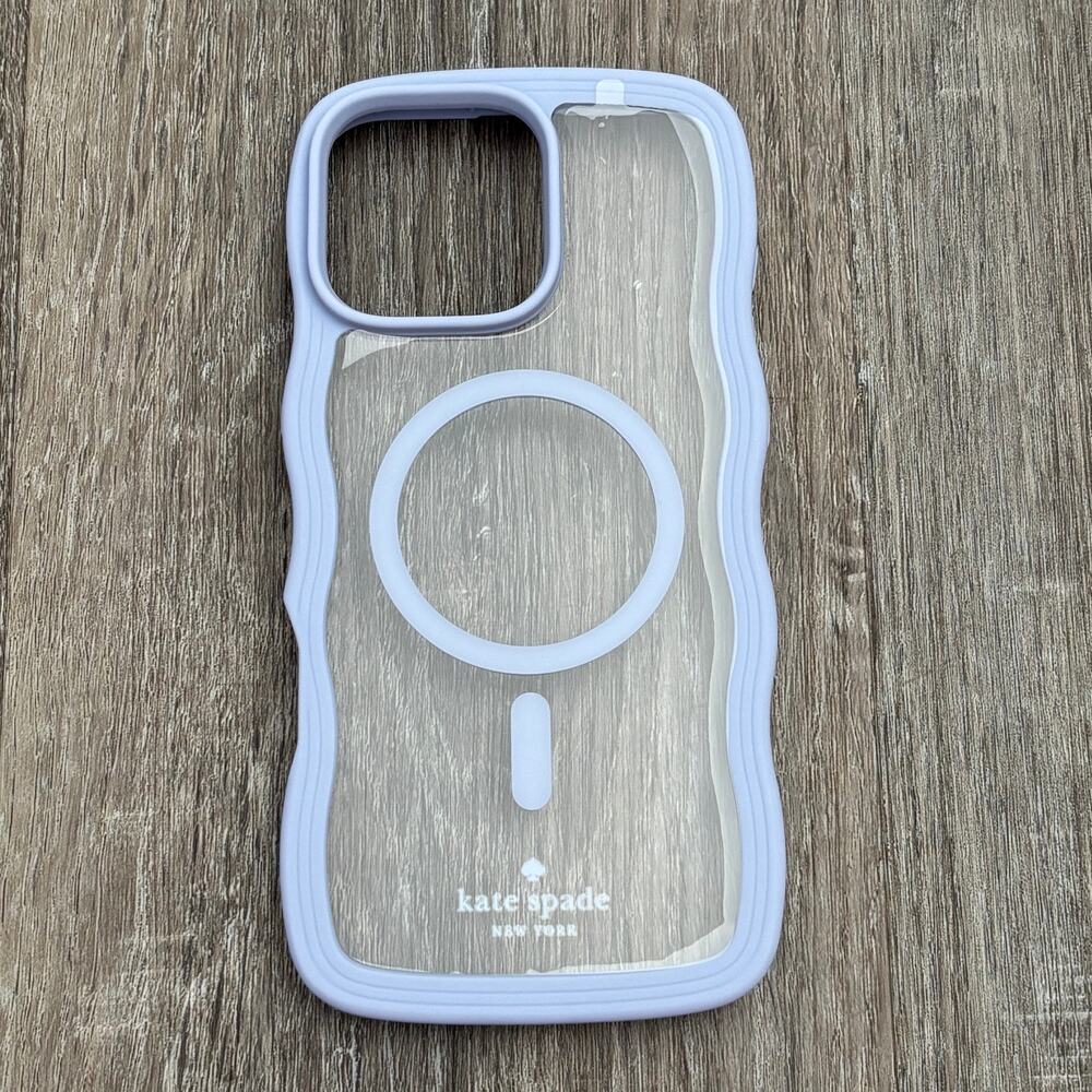 Kate Spade iPhone 16 Pro Max Wavy Clear Case Periwinkle NWOB